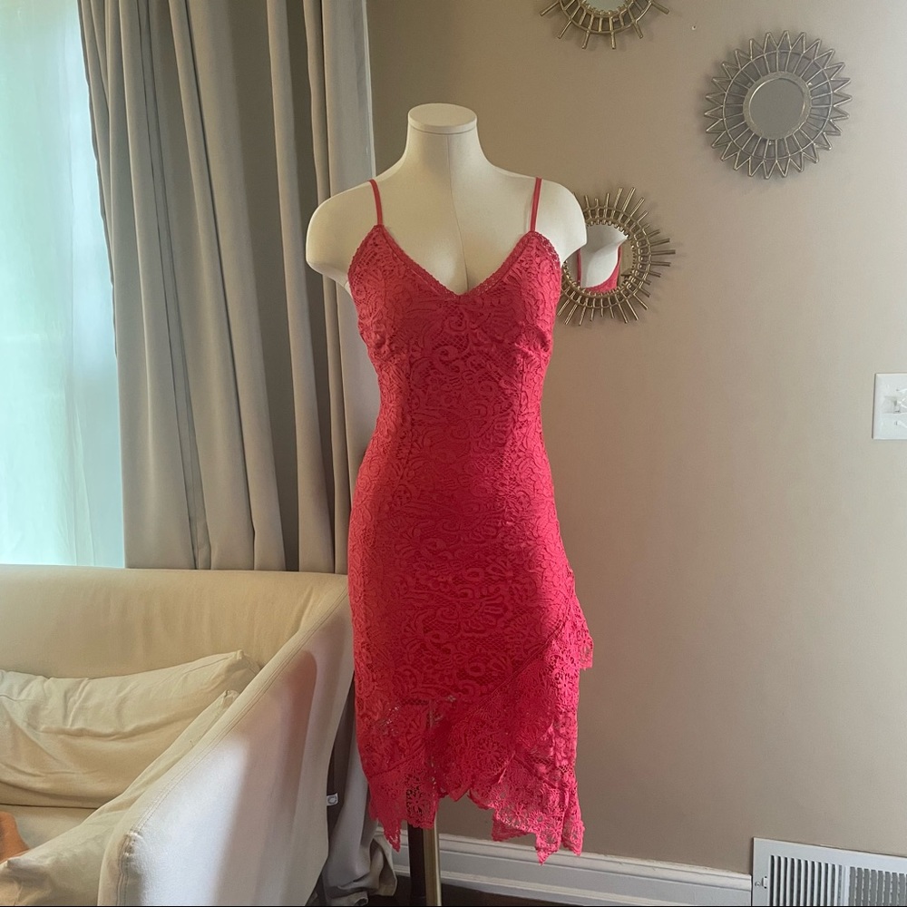 bright pink lace cocktail dress